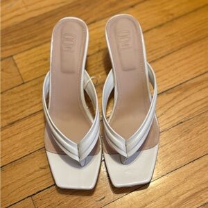 Minimalist White Square-Toe Slide Mules